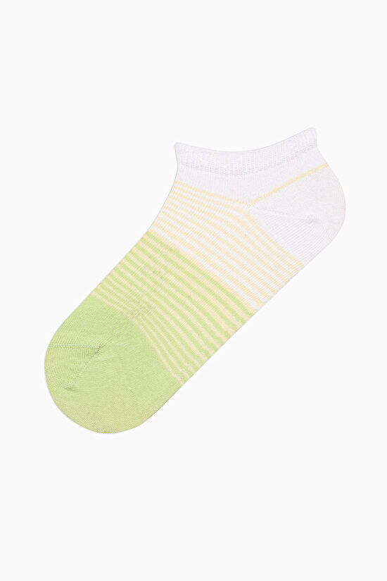 5 Çift Pamuklu Renli Çizgi Desenli Burun Dikişsiz Patik Çorap - 5