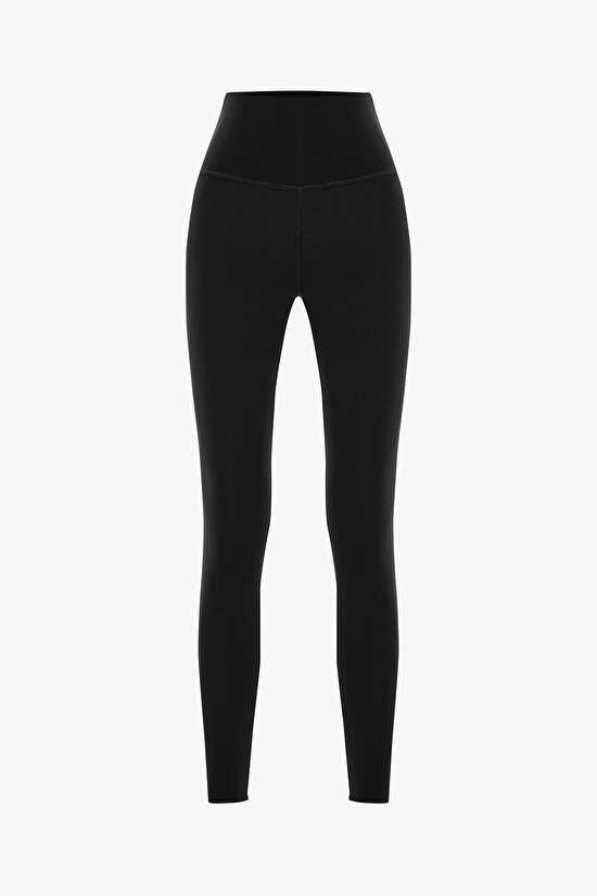 Black High Waist Cotton Modal Blend Slim Fit Sports Leggings - 1