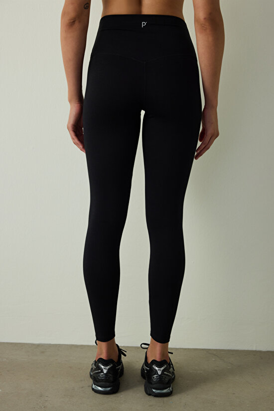 Black Cotton Modal Blend High Waist Leggings - 3