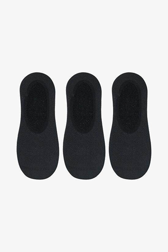 Sporty Mesh 3'lü Siyah Babet Çorabı - 1