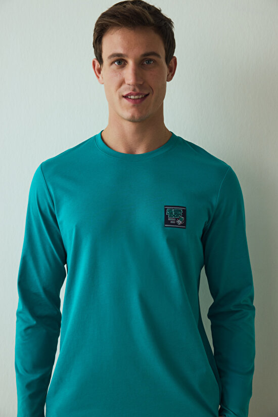 Erkek Super Slogan Baskılı Bisiklet Yaka Pamuklu Pijama Takımı - 3