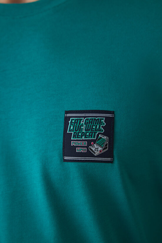 Erkek Super Slogan Baskılı Bisiklet Yaka Pamuklu Pijama Takımı - 5