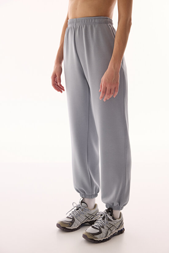 Gray Silky Feel Zipped Jogger Pants - 1