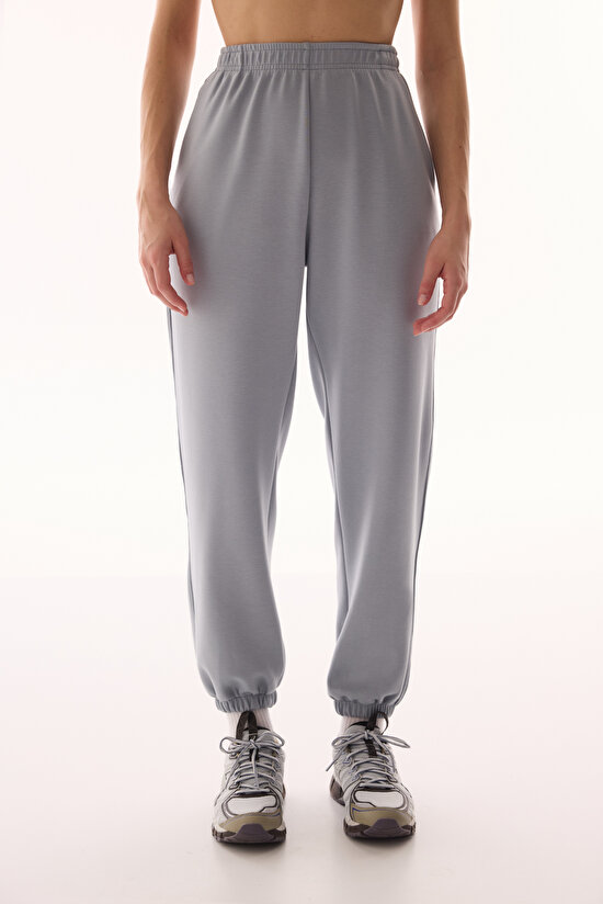 Gray Silky Feel Zipped Jogger Pants - 2