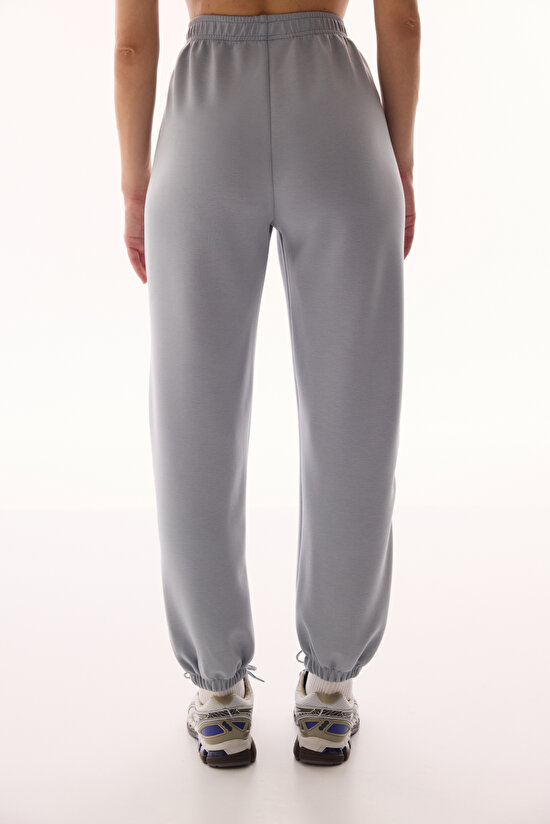 Gray Silky Feel Zipped Jogger Pants - 3
