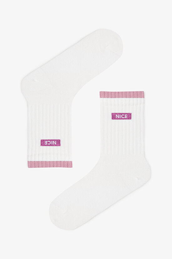 2 Çift Pamuklu Nice Dokuma Etiketli Soket Çorap - 3