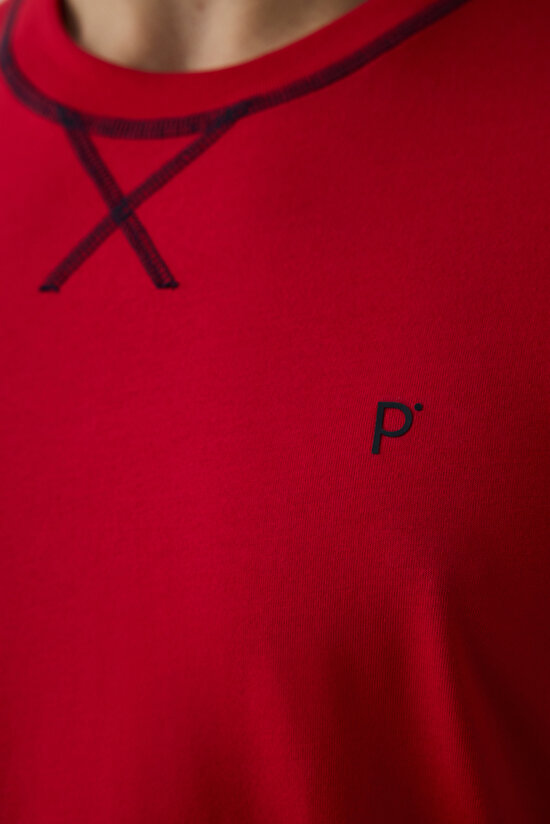 Flame Red Red Star Man Crew Neck Shorts Pajama Set - 6