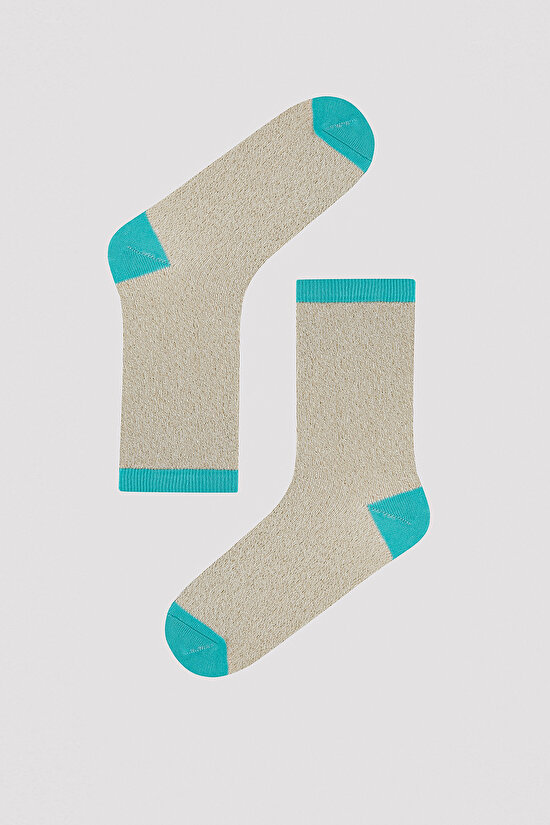 Renkli Simli 3lü Soket Çorap - 2