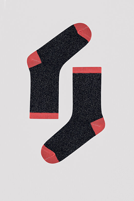 Renkli Simli 3lü Soket Çorap - 4