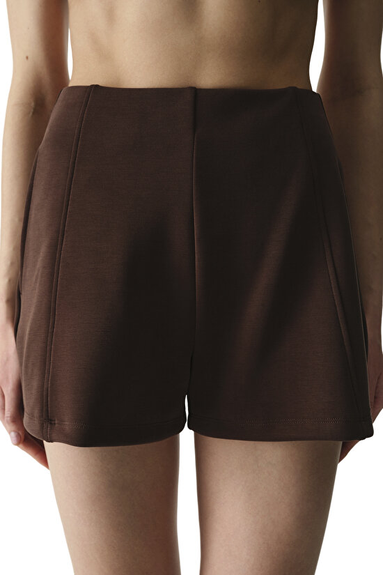 Kahverengi Mini Modal Şort - 2