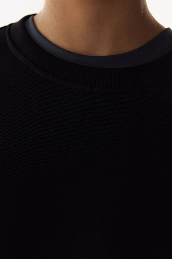 Black New Oversize Active Long Sleeve Sweatshirt - 3