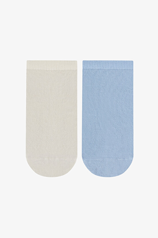 2 Pairs Cotton Embroidered Pull-Tab Footie Socks - 1