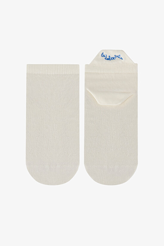 2 Pairs Cotton Embroidered Pull-Tab Footie Socks - 2
