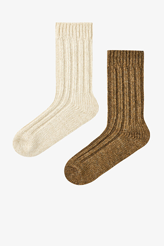 Altın Parıltılı Kalın Soket Çorap - 1