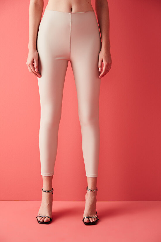 Grey Concept Leather Look Leggings - 1