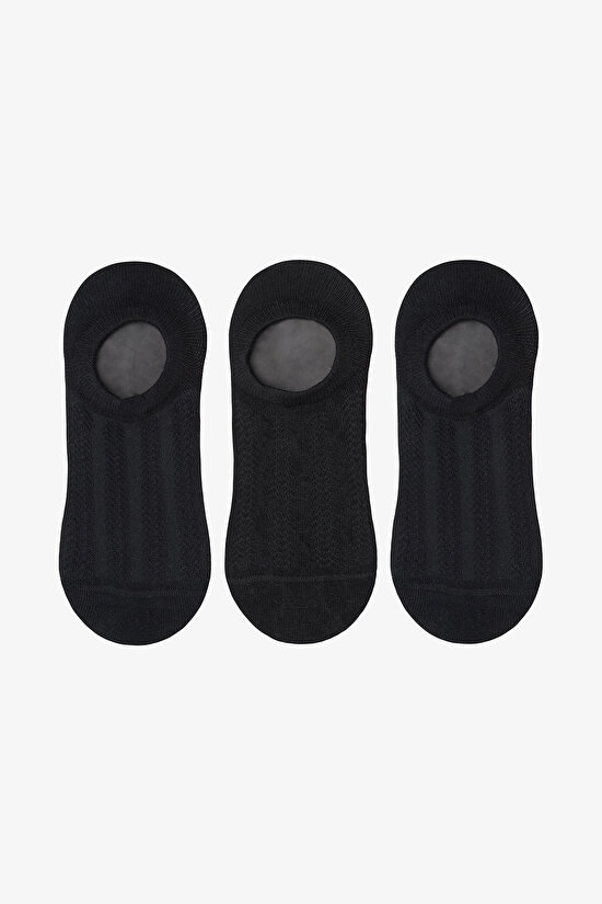 3 Çift Pamuklu Kendiden Desenli Sneaker Çorap - 1
