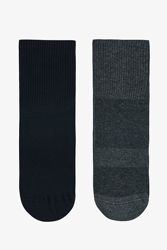Siyah Antrasit Non Grip Sport  2li Soket Çorap - 1