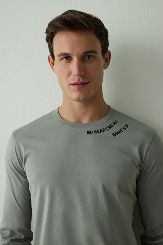 Whatsup Erkek Slogan Baskılı Uzun Kollu Pijama Takımı - 3