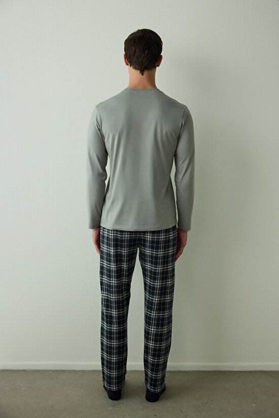 Whatsup Erkek Slogan Baskılı Uzun Kollu Pijama Takımı - 5