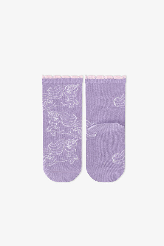 Girls' Unicorn Fantasy Cotton 4 Pack Ankle Socks - 3