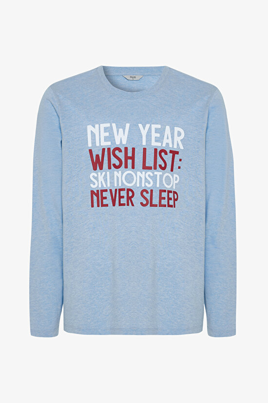 Man List Geometric Patterned Crew Neck Cotton 2-Piece Pajama Set - 8