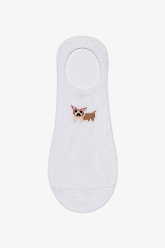 3 Çift Pamuklu Köpek Desenli Sneaker Çorap - 3