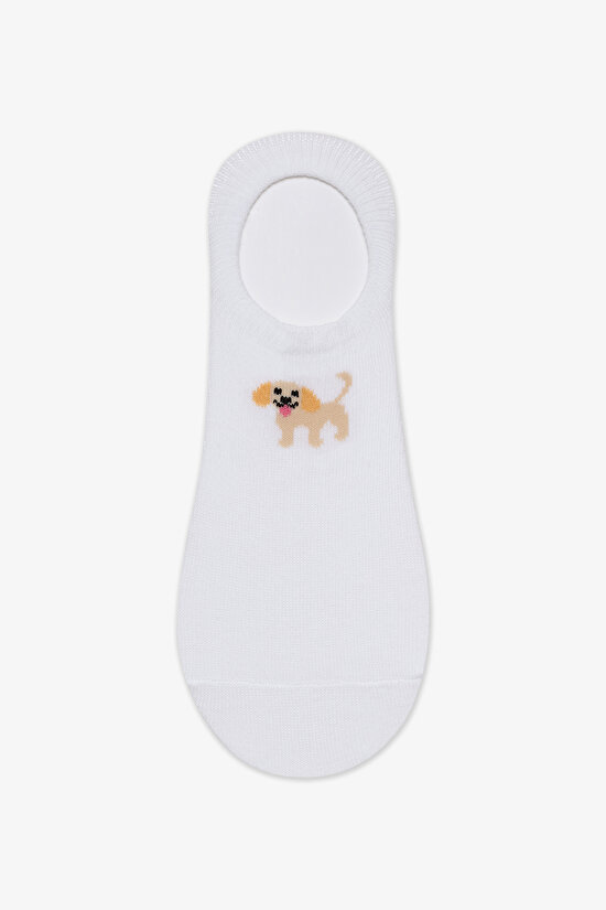 3 Çift Pamuklu Köpek Desenli Sneaker Çorap - 4