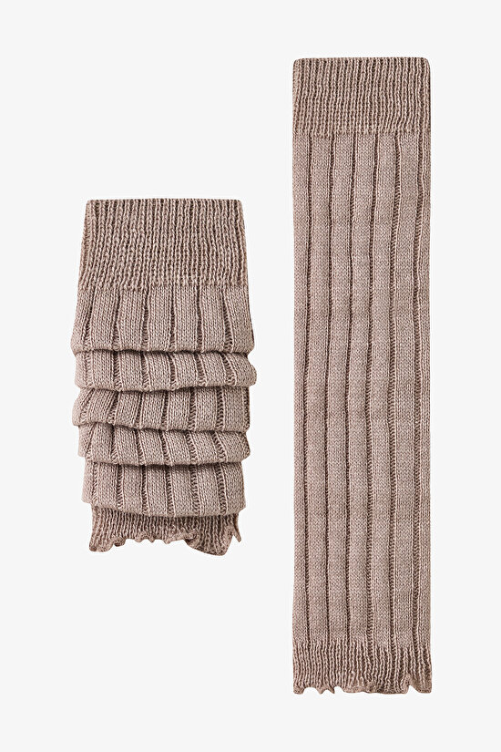 Bej Melanj Warm Ruffle Tozluk - 1