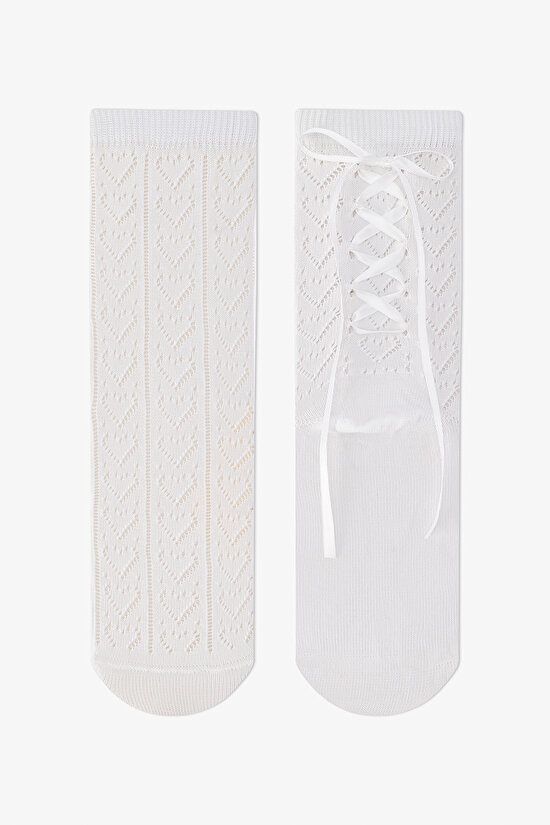 Beyaz Bowtie Colosio Soket Çorap - 1