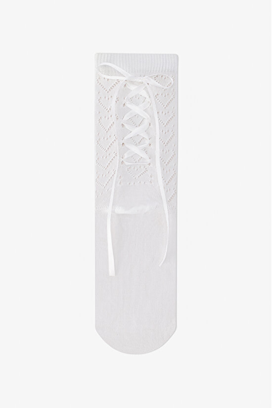 Beyaz Bowtie Colosio Soket Çorap - 3