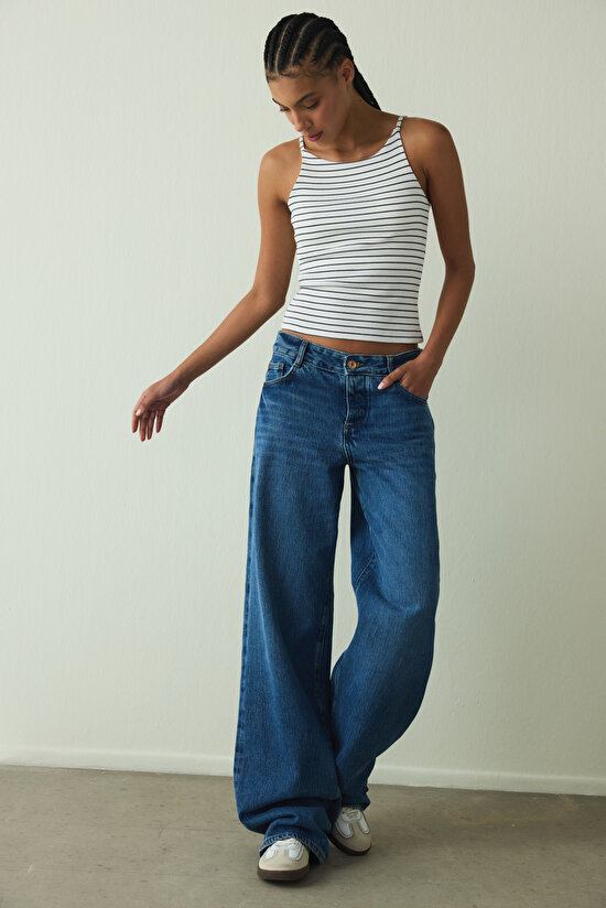 Striped Halter Neck Covered Bustier - 4