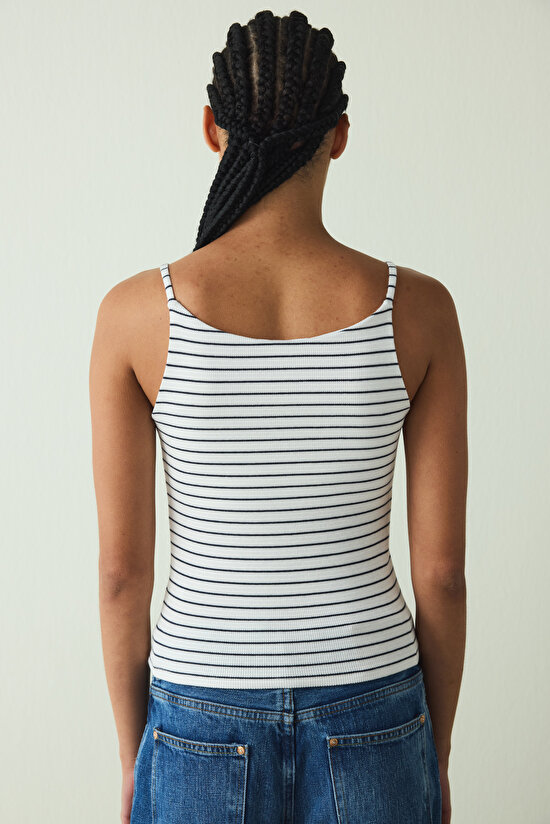 Striped Halter Neck Covered Bustier - 5