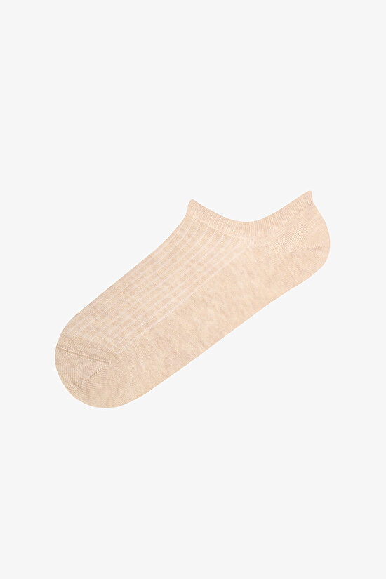 Grey Beige Classic Ribbed Cotton Jacquard 5 Pack Sneaker Socks - 3