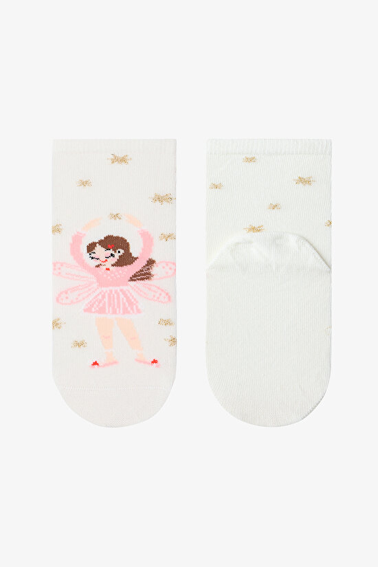 Mixed Color Girls Ballet Ballerina Patterned 4-Pack Cotton Socket Socks - 3