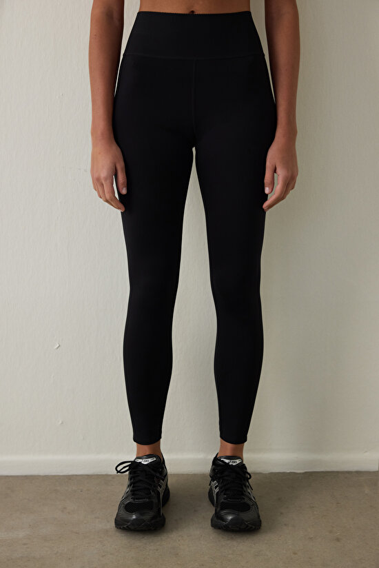 Black High Support Pocketed High Waist Sport Lock Pocket Leggings - 2