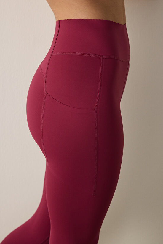 Burgundy High Support Pocketed High Waist Lock Pocket Leggings Burgundy High Support Pocketed High Waist Lock Pocket Leggings - 5