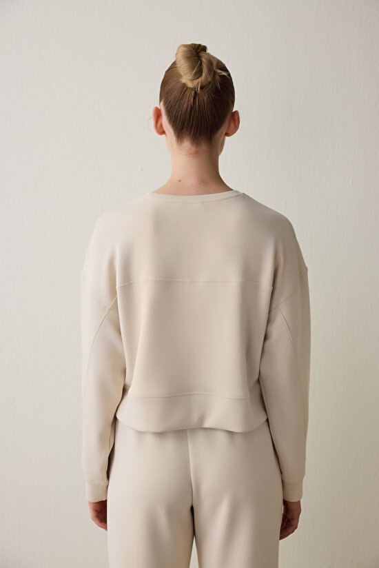 Bej Modal Şardonlu Sweatshirt - 5