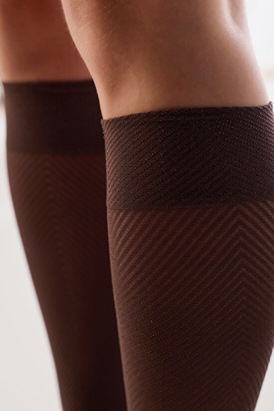 Chestnut Triangle Geometric Print Footless Tights - 2
