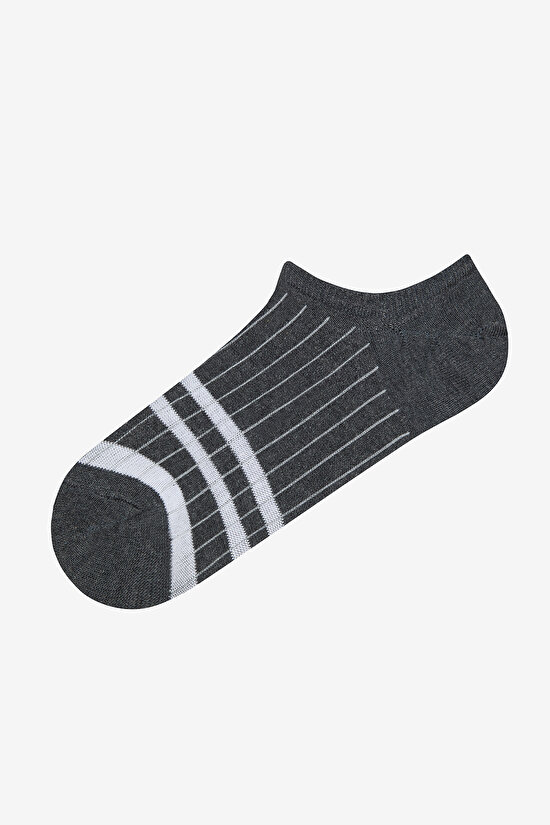 Rib Line Pink Grey White 3in1 Sneaker Socks - 4