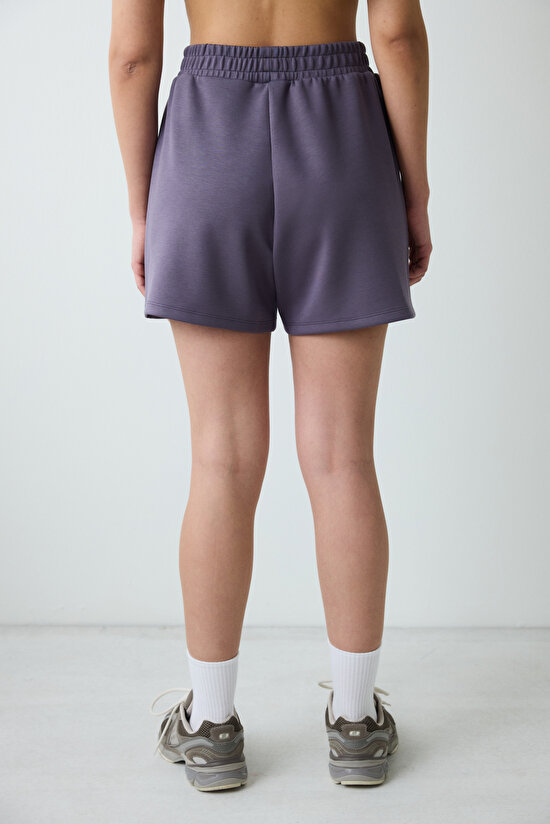 Gri Yüksek Bel Cepli Silky Touch Şort - 3