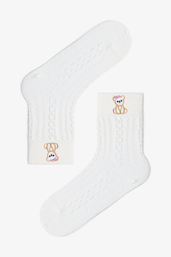 Marshmallow Kız Çocuk Cutie Bear Ayı Desenli 3'lü Soket Çorap - 3