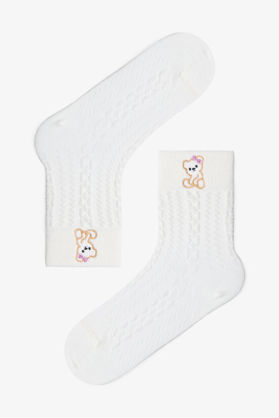 Marshmallow Kız Çocuk Cutie Bear Ayı Desenli 3'lü Soket Çorap - 4