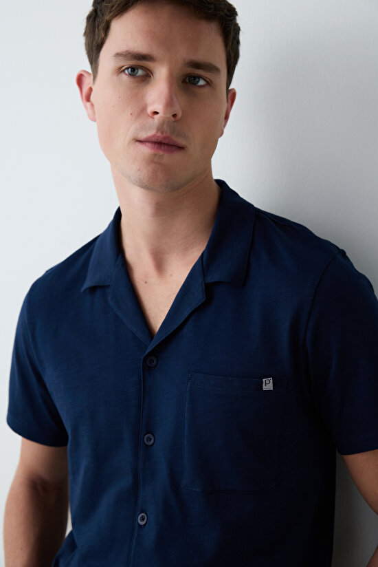 Navy Cepli Gömlekli Pijama Takımı - 3