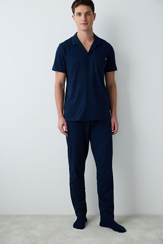 Navy Cepli Gömlekli Pijama Takımı - 5