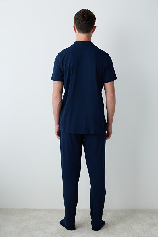 Navy Cepli Gömlekli Pijama Takımı - 6