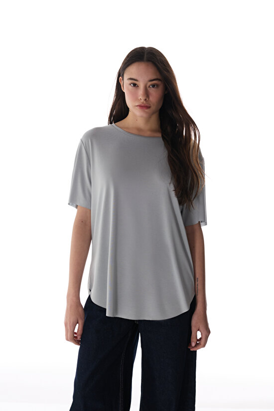 Gray Crew Neck Active T Shirt