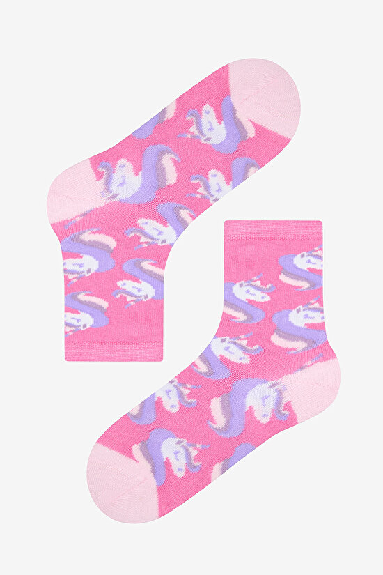 Kız Çocuk Rainbow Unicorn 4lü Çok Renkli Soket Çorap - 4