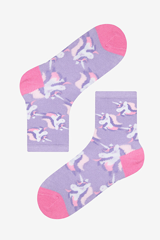 Kız Çocuk Rainbow Unicorn 4lü Çok Renkli Soket Çorap - 5