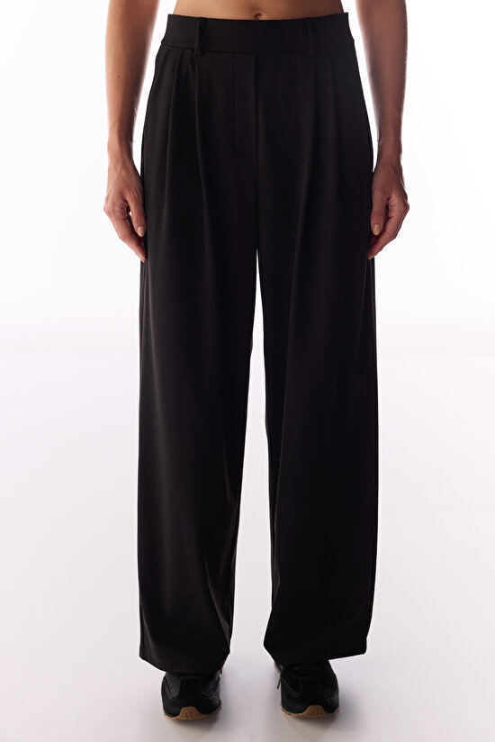 Siyah Daily Chic Yüksek Bel Pantolon - 2