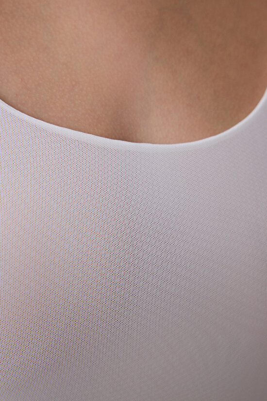 Beyaz Askılı Mesh Bodysuit - 3